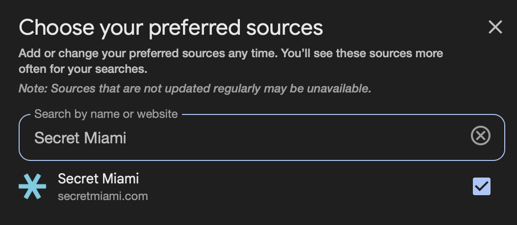 Choose your preferred source - Secret Miami