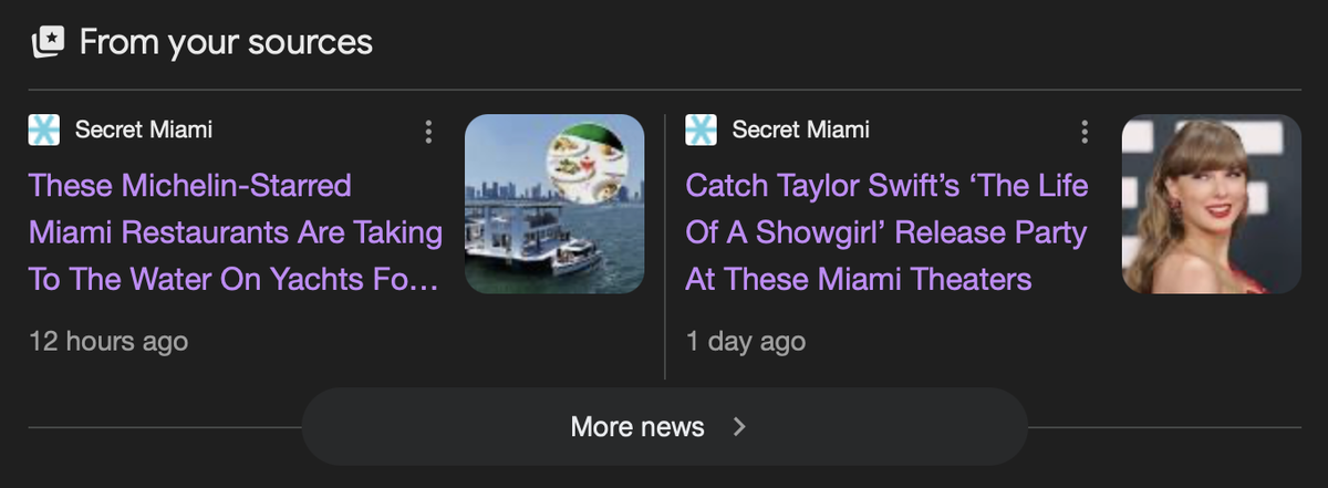 Secret Miami top stories on Google