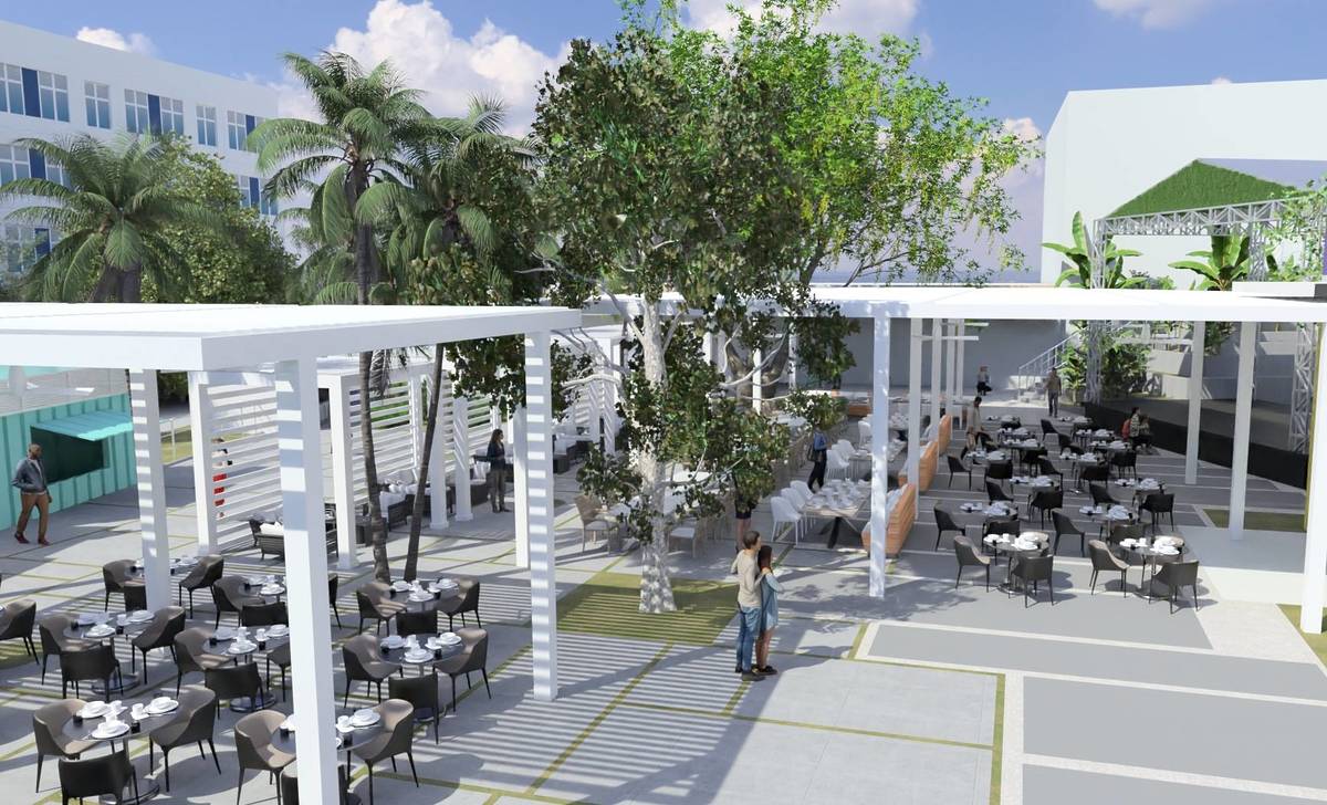 Pergola rendering at Throw Social