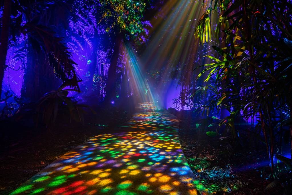 Os hóspedes exploram o NightGarden