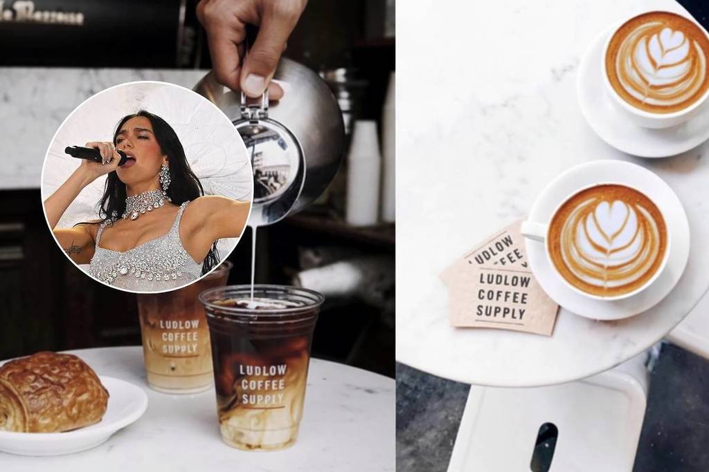 Images of Ludlow Coffee Supply coffee and Dua Lipa on stage