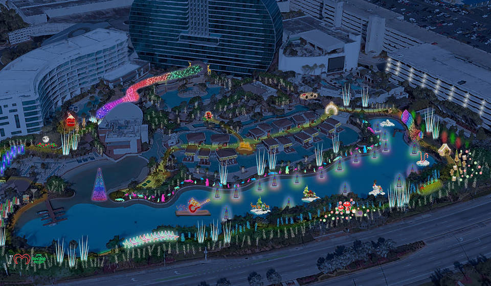 L&rsquo;hôtel Guitar d&rsquo;Hollywood inaugure un village de vacances de 24 hectares avec des cannes à sucre, des ours polaires et 2 millions de lumières.