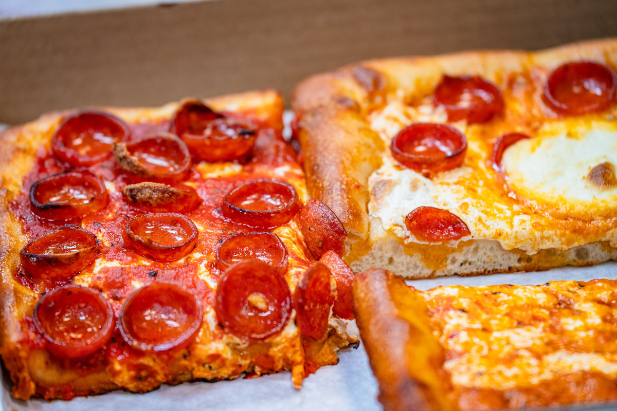 Pizza silces at Prince St. Pizza