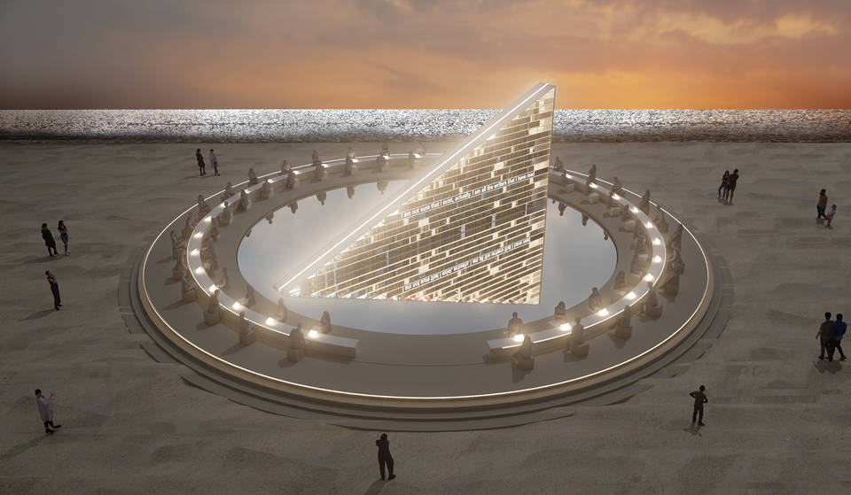 Uma biblioteca giratória gratuita de 15 metros está iluminando as areias de Miami Beach para a Art Week