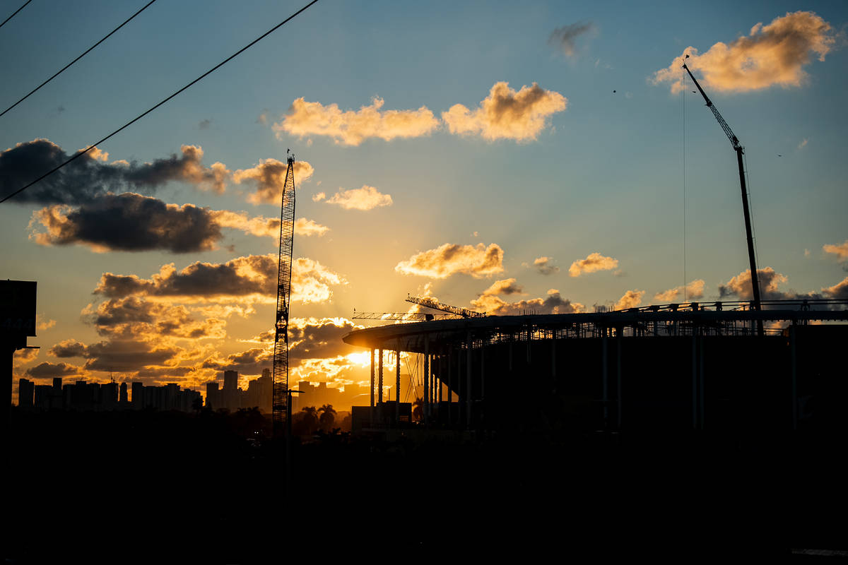 Miami Freedom Park construction during sunset