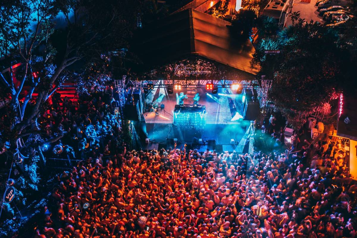 Throw Social crowd aerial view