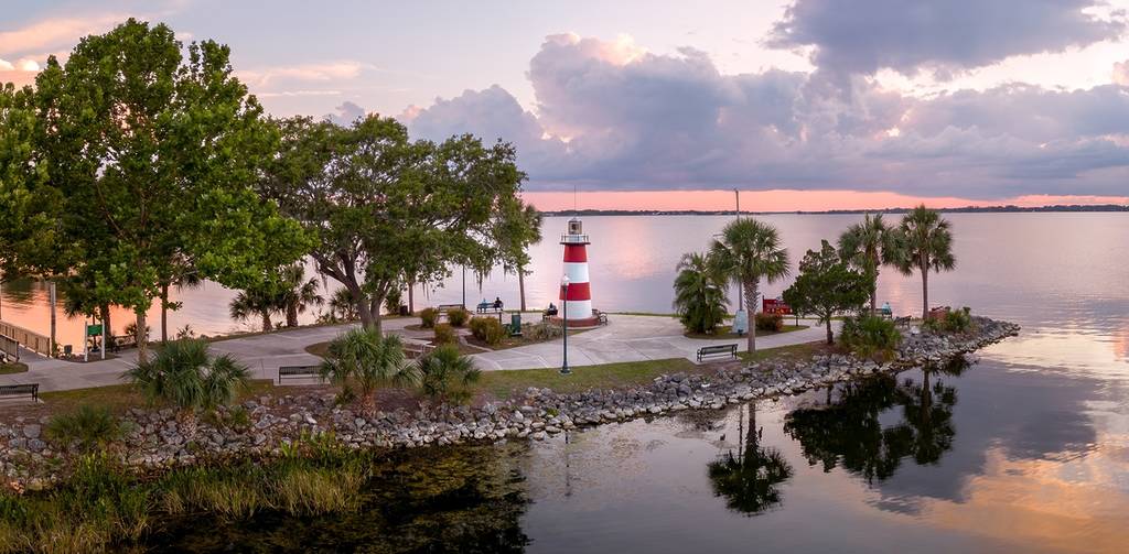 Panoramic view of Mount Dora Lighthouse, Mount Dora, Florida, USA, North of Orlando, FL