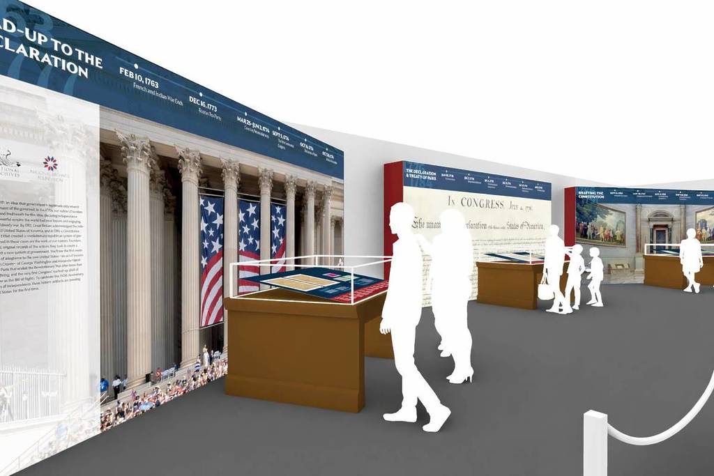 Renderização da exposição “Freedom Plane: Documents That Forged a Nation”.