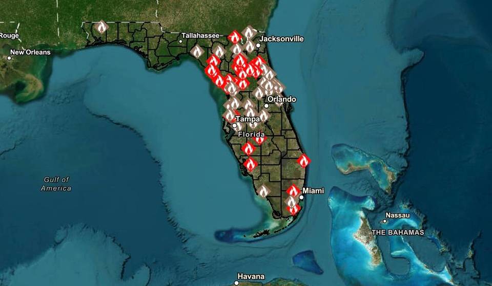 Diese interaktive Echtzeitkarte hilft dir dabei, aktive Waldbrände in ganz Florida im Blick zu behalten