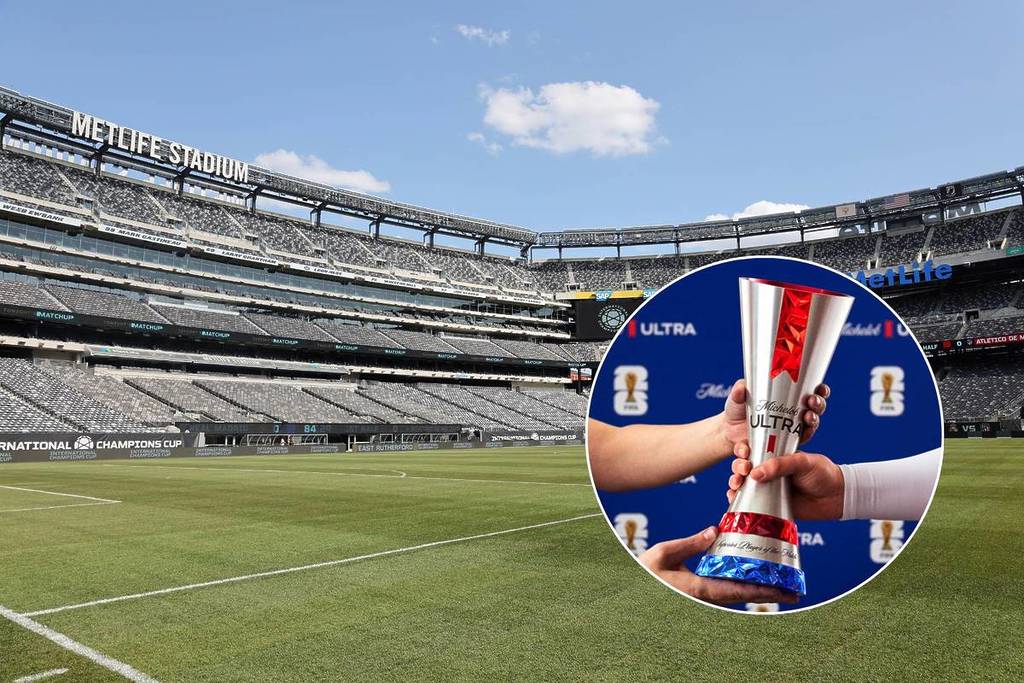 Bilder vom MetLife Stadium in New Jersey und der Michelob ULTRA Superior Player of the Match Trophy