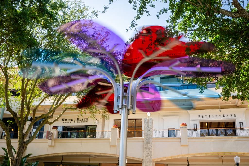 Cast colorful shadows at this free interactive floral installation