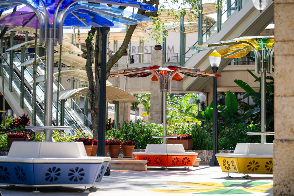 Cast colorful shadows at this free interactive floral installation