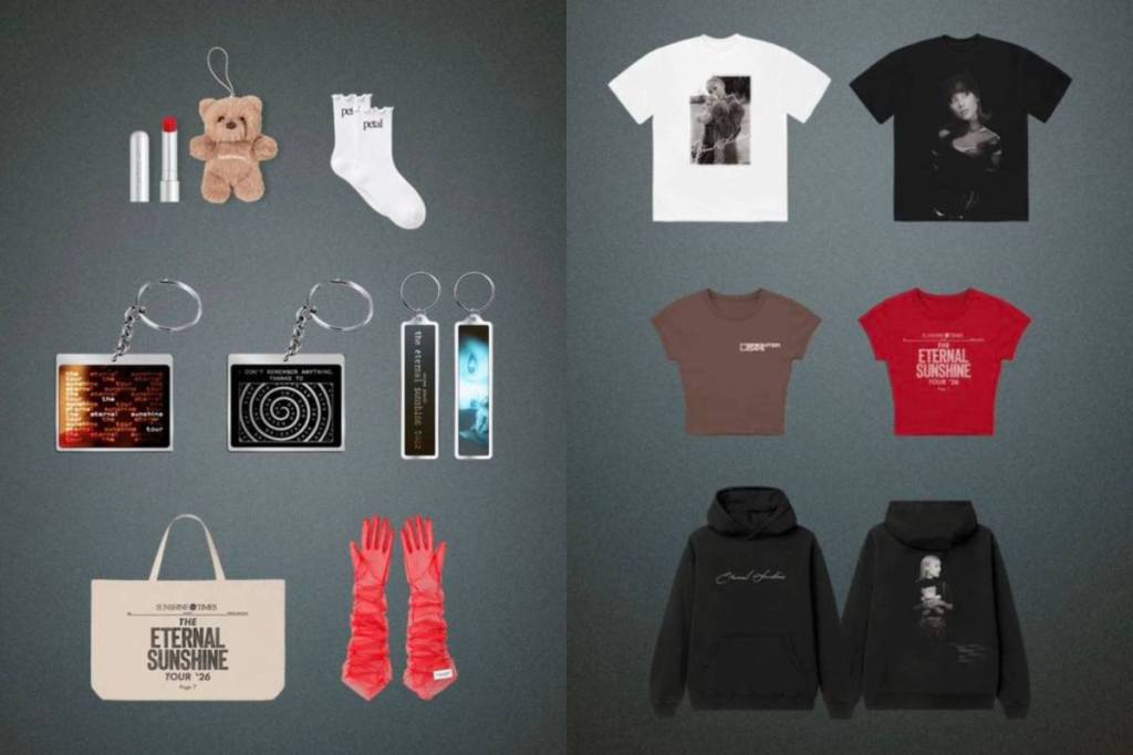 Merchandising de la tienda pop-up de Ariana Grande