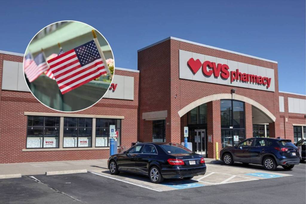 Imágenes de CVS Pharmacy y banderas estadounidenses