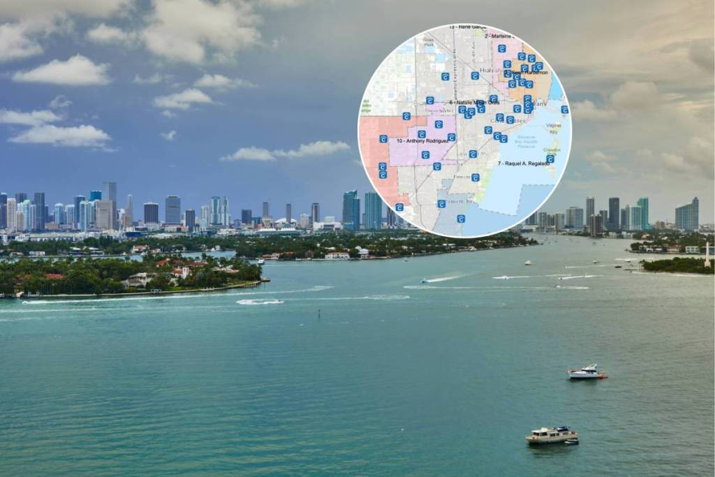 Carte des lieux de rafraîchissement du comté de Miami-Dade