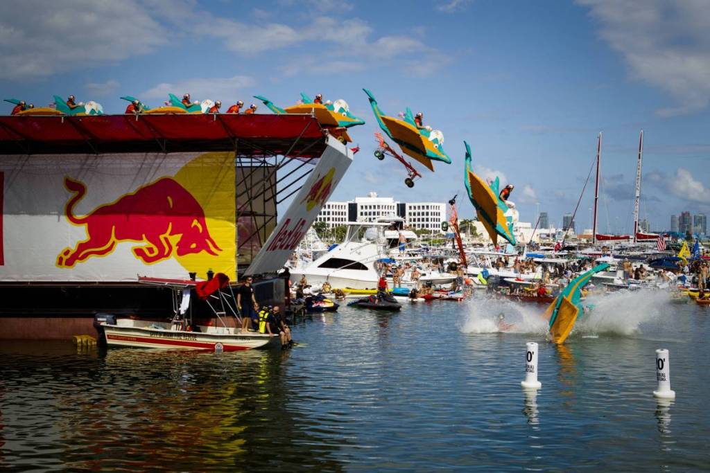 Flying Phinatics - Action Flying Phinatics perform at Red Bull Flugtag in Miami, FL, USA, on 21 September 2013.