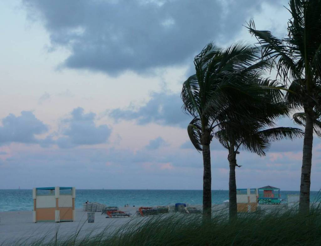 Dia ventoso em Miami Beach