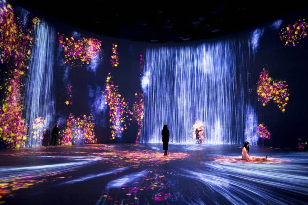 A person exploring the Experiential Art Center Superblue.