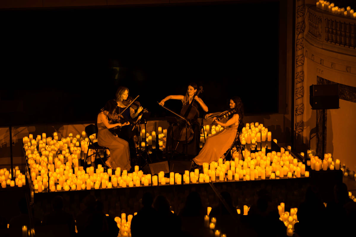 A string quartet perform at a Candlelight concert.