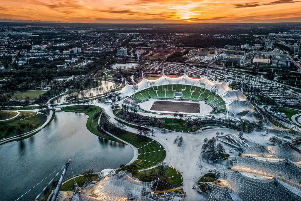 olympic stadium in munich from above, referendum on the olympics