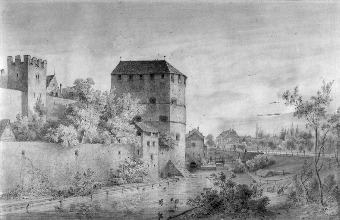 alte schwarz weiß malerei des jungfernturms