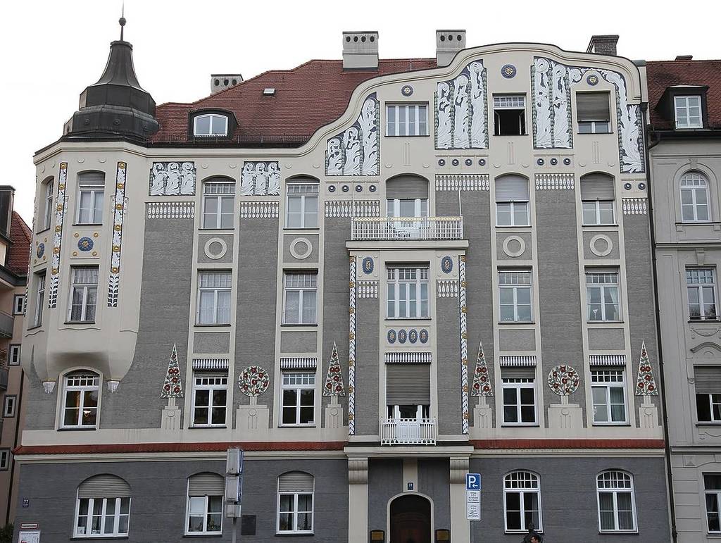 art nouveau house at leoppoldstrasse 77, residence of bally prell