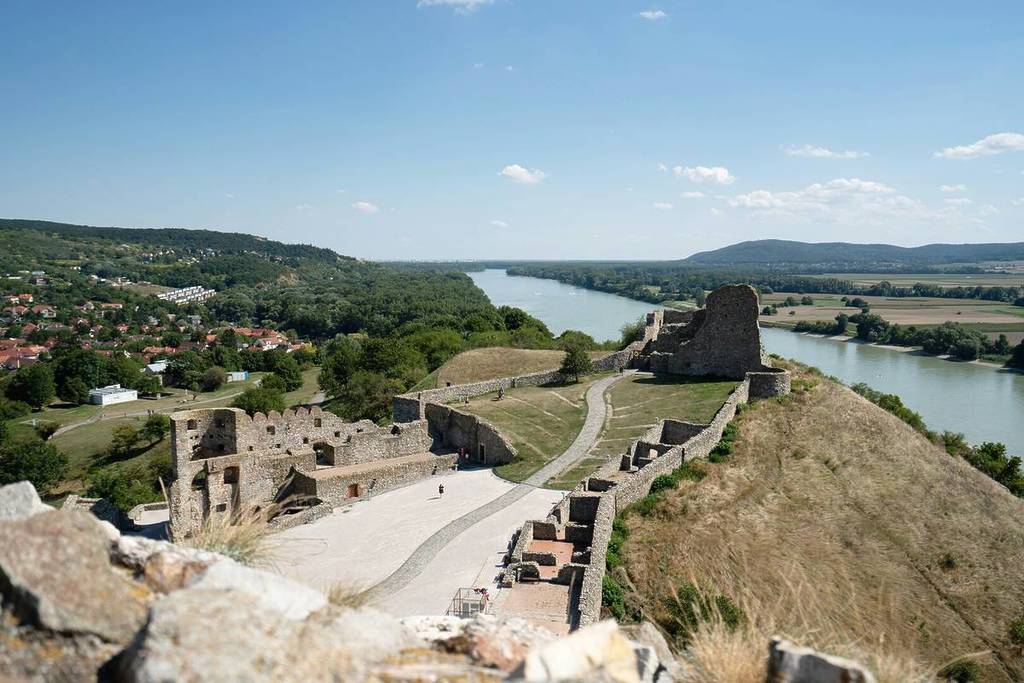 Roman road on a mountain by the river