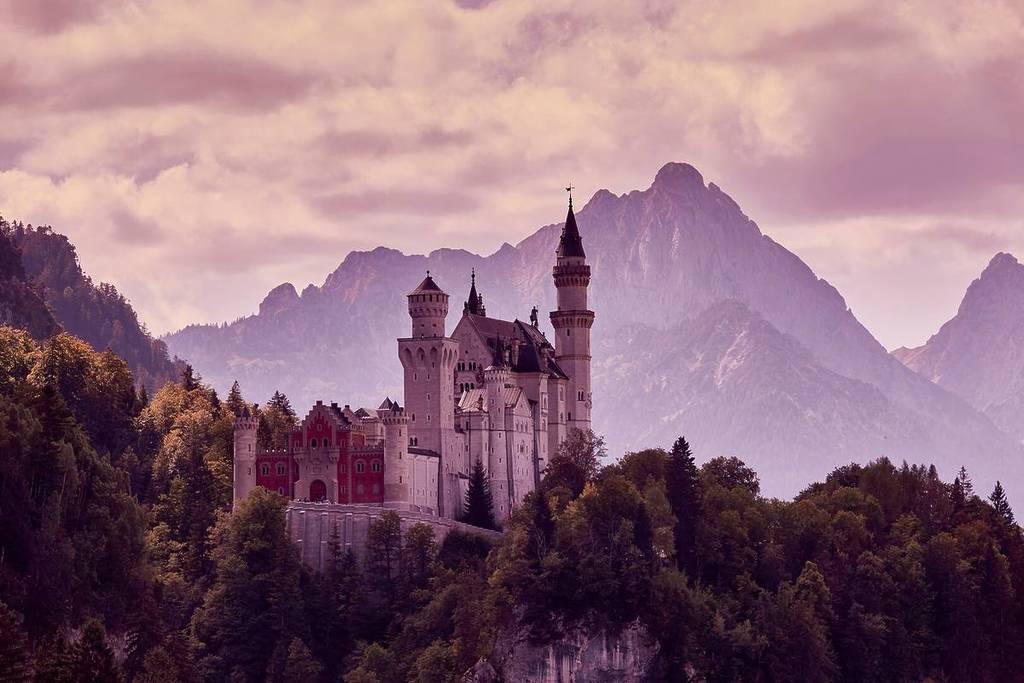 Castle against a mountain backdrop