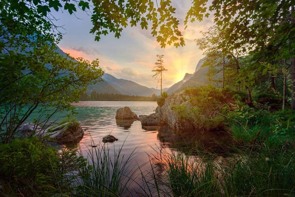 sunset over the lake