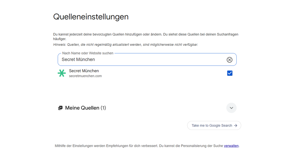 screenshot of Google’s source settings
