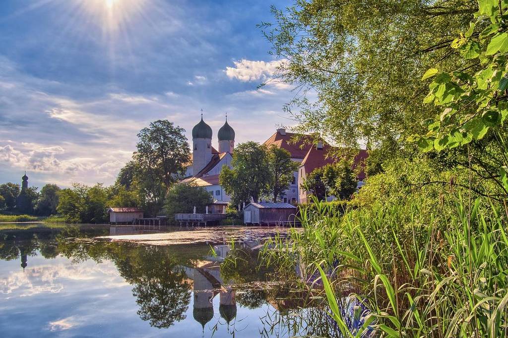 Seeon Monastery reflected in the water