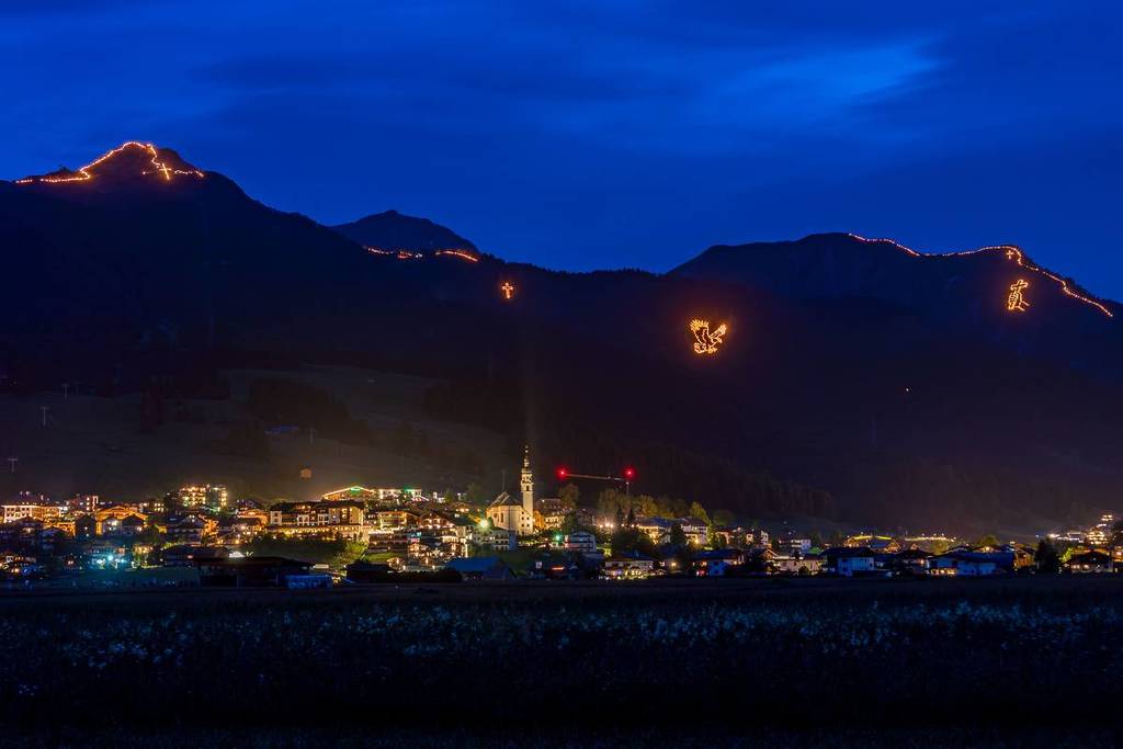 Ehrwald mountain fires glow in the dark