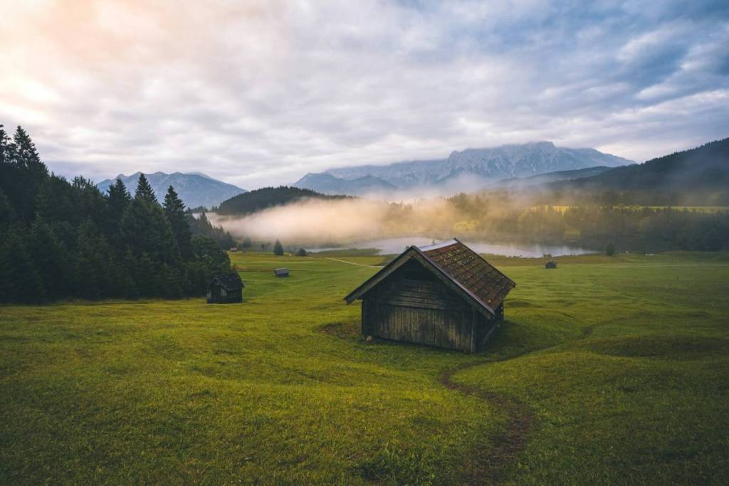 Fog over Geroldsee at dawn