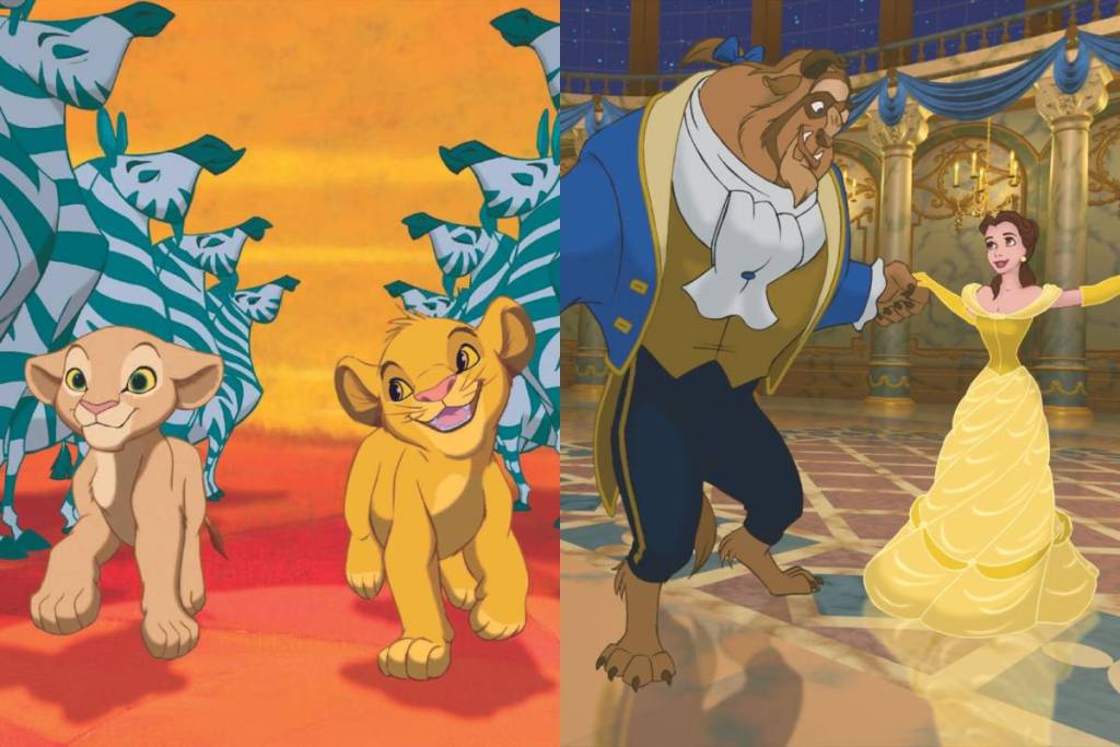 Disney Collage: Scenes from “The Lion King” (left) and “Beauty and the Beast” (right)