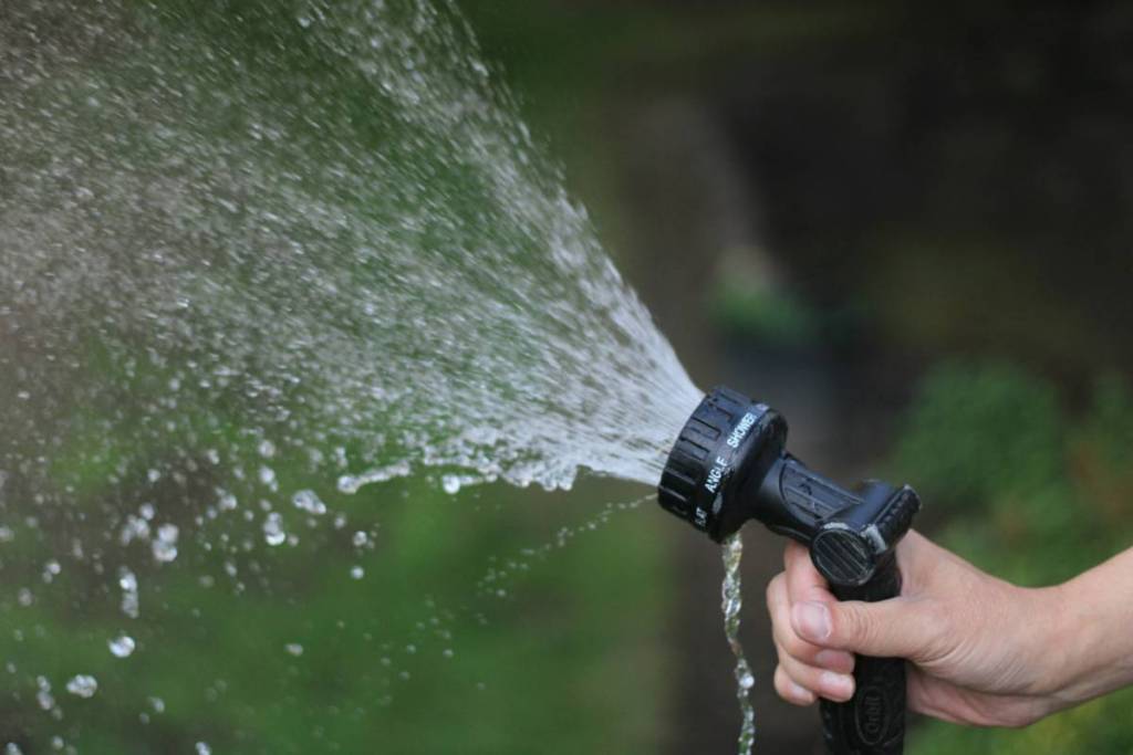 Water spraying from a hose