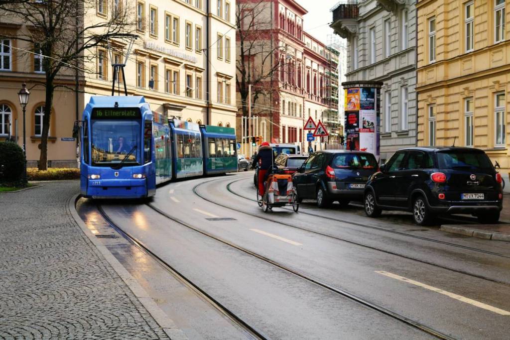 A tram travels through Munich