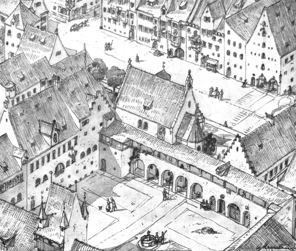 Drawn reconstruction of the old complex