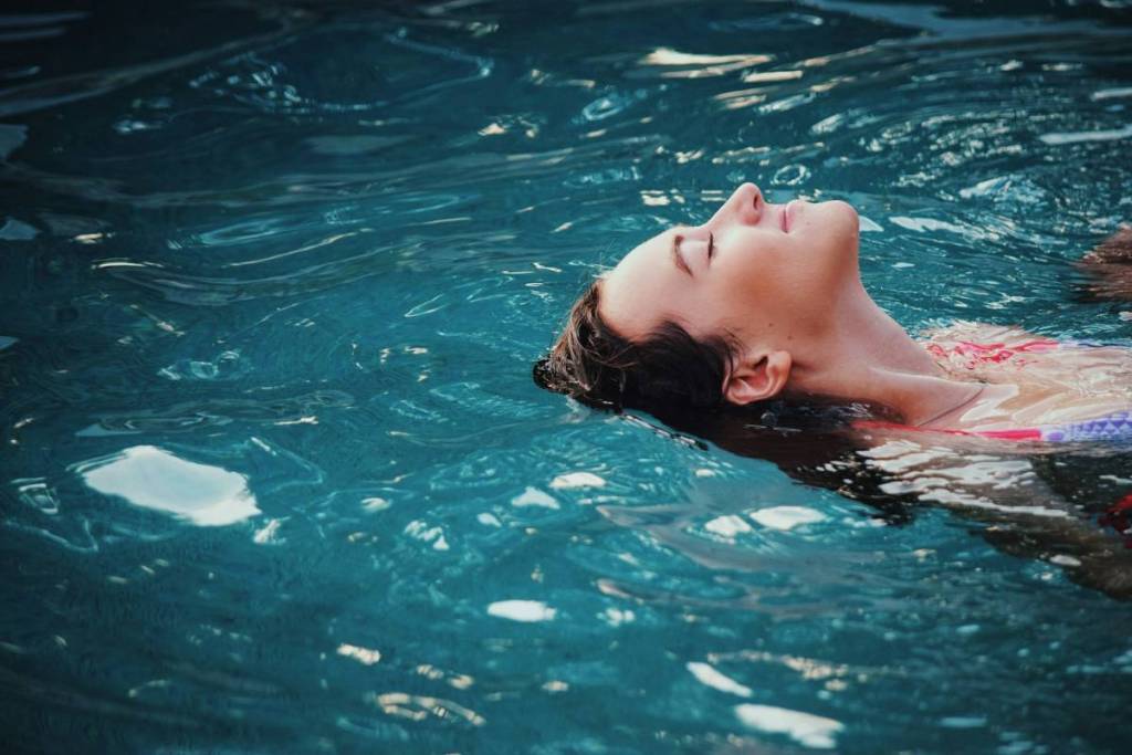 A woman swimming in the water