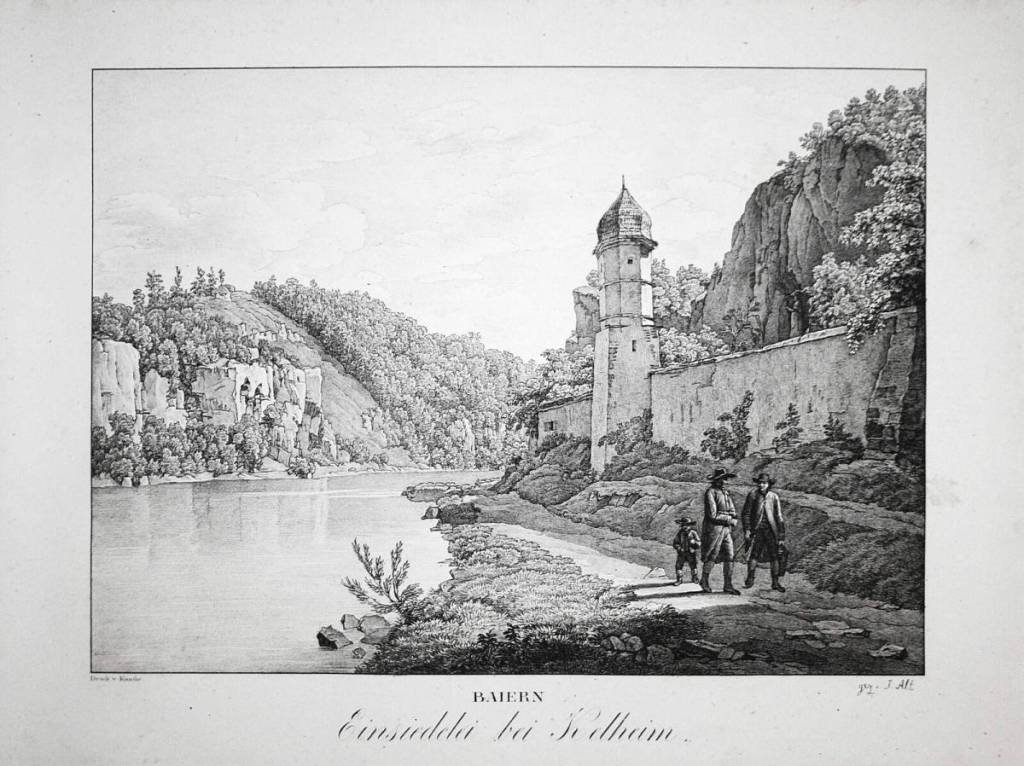 schwarz weiß druck von kloster trauntal