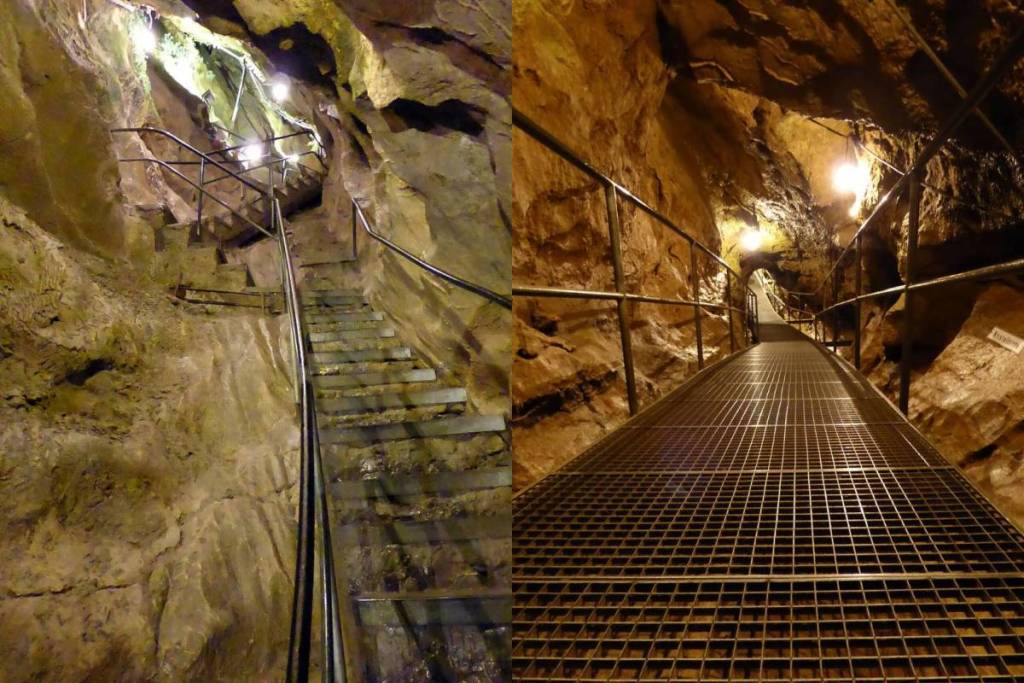 Stairs and a footbridge in the Sturmannshöhle
