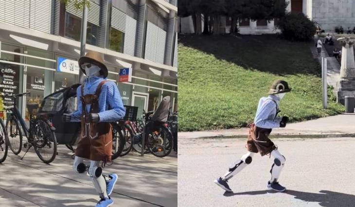 Mehr als ein witziger Straßen-Gag: Warum zur Zeit ein humanoider Roboter in Lederhosen durchs Münchner Westend spaziert