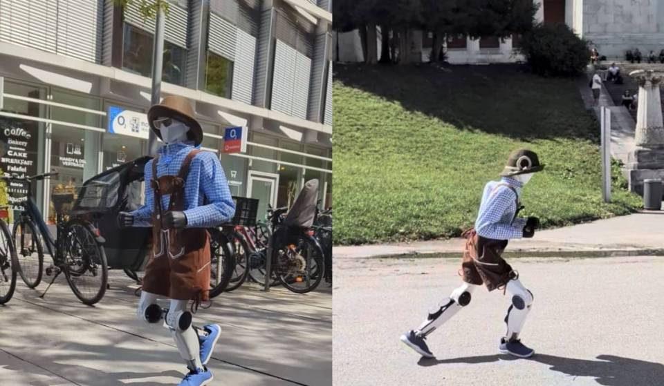 Mehr als ein witziger Straßen-Gag: Warum zur Zeit ein humanoider Roboter in Lederhosen durchs Münchner Westend spaziert