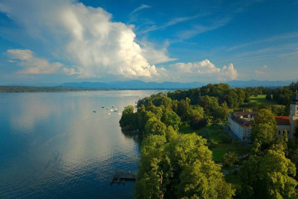 Aerial view of Bernried on Lake Starnberg