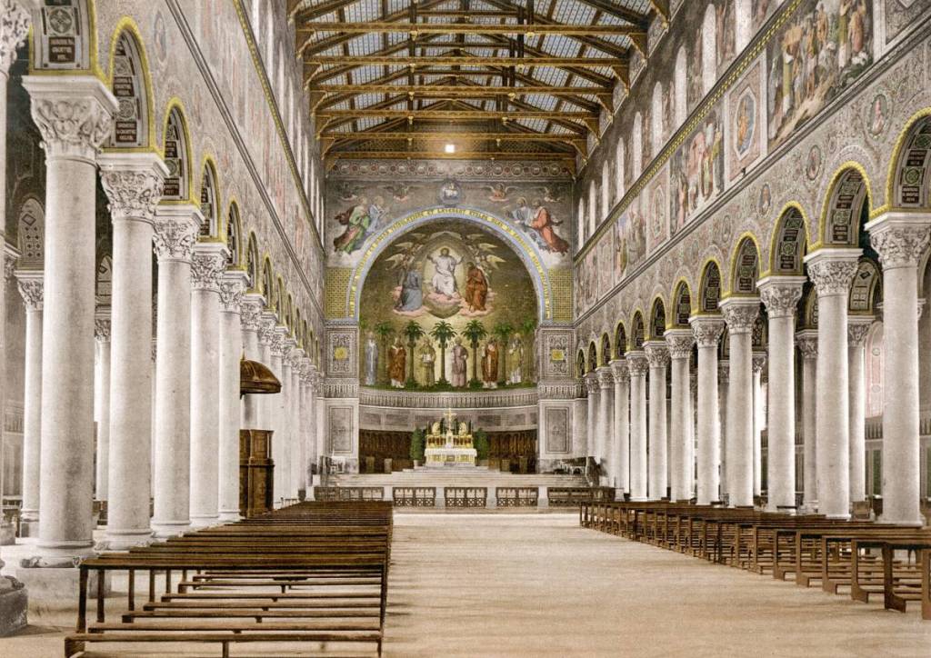The interior of the basilica before the war