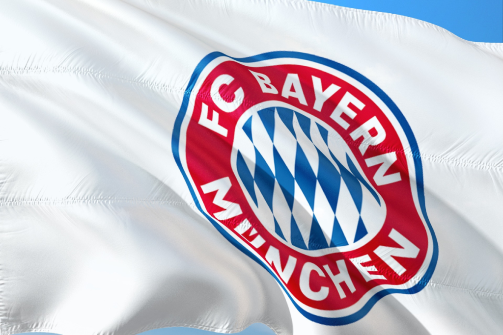 A close-up of the FC Bayern flag