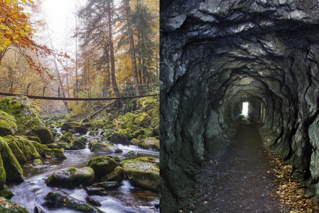 felstunnel und hängebrücke in der buchberger leite

