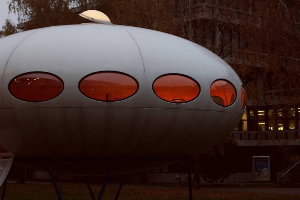 Futuro House at dusk