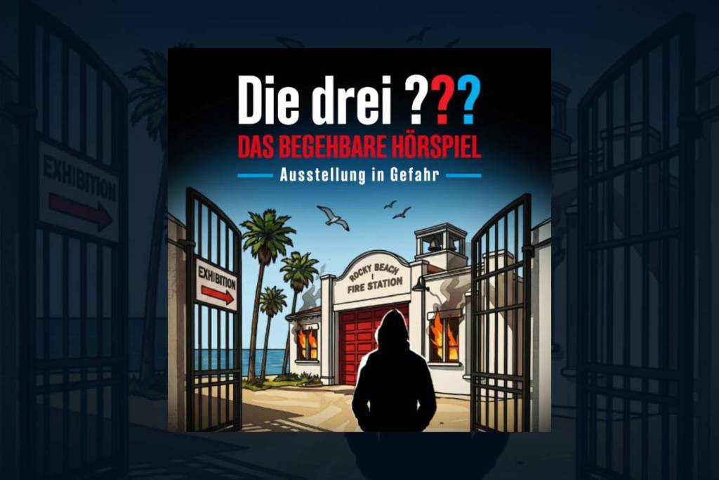 Das Cover des begehbaren Hörspiels "Ausstellung in Gefahr" der drei ???.