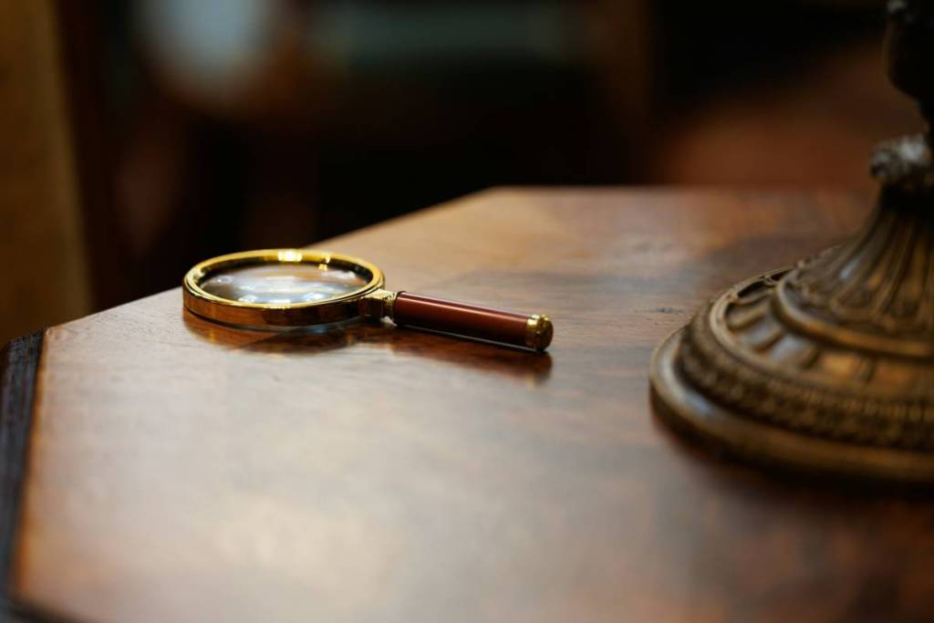 magnifying glass on a table