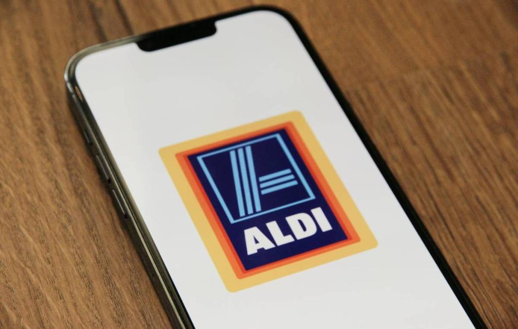 Aldi logo on a smartphone